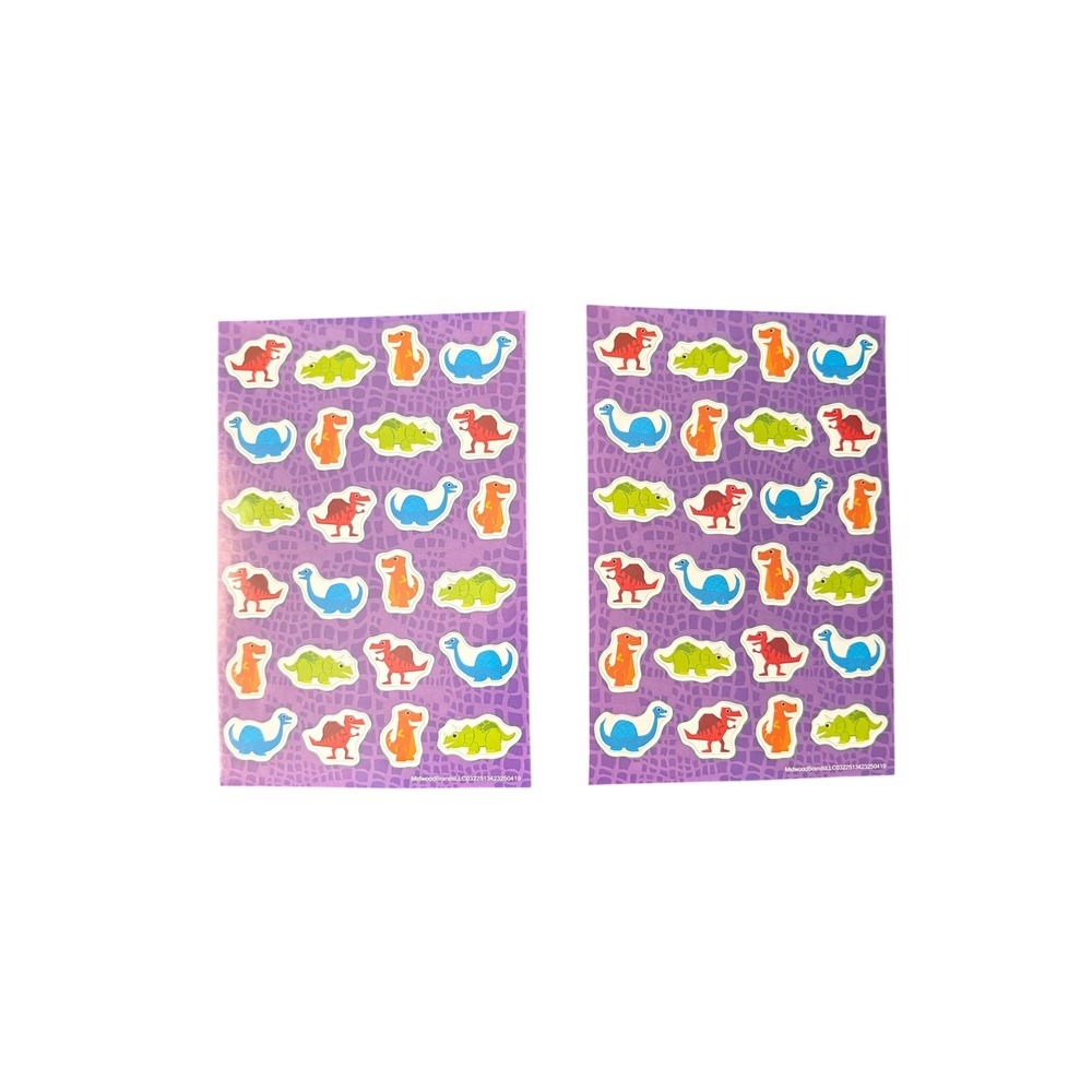 Lot of 2 Dinosaur Sticker Sheets T-Rex Triceratops Brontosaurus Kids Crafts
